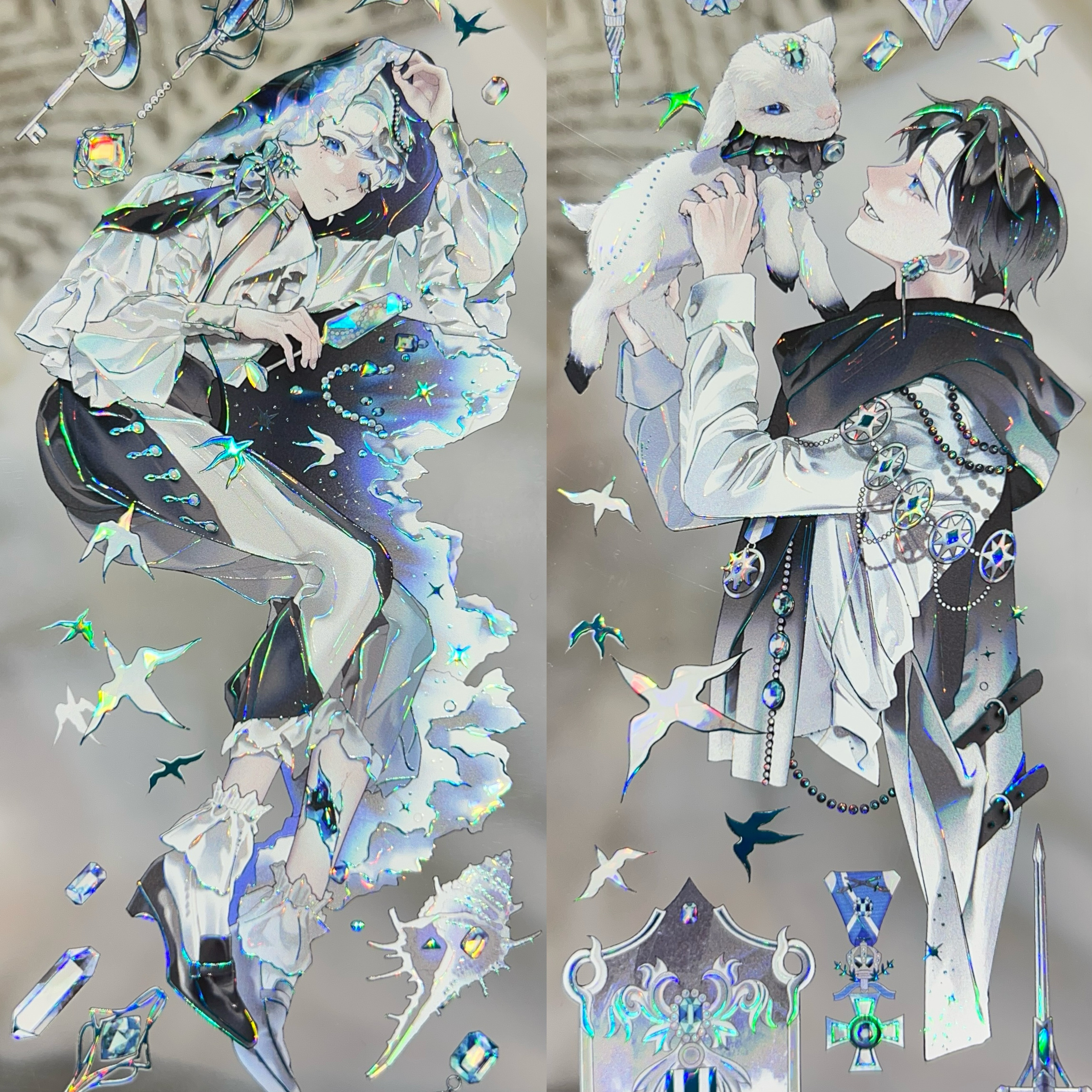 冰川分装手账胶带夏加尔棱镜眠于永昼之隙花物舍阿多尼斯花园蓝红