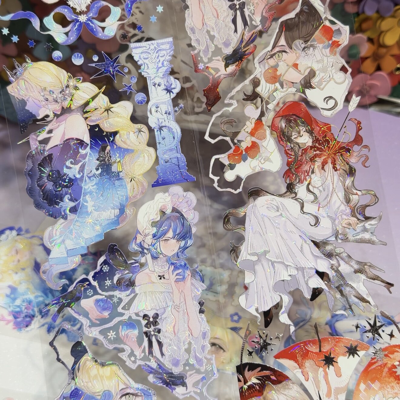 Eeestudio分装手账胶带红果白雪诞生日庆典复古海军蓝人物女孩