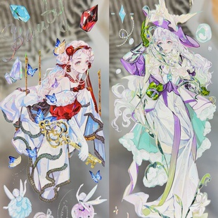 百岚分装手账胶带奇幻物语蜂鸟人物女孩可爱系流麻咕卡手机背卡