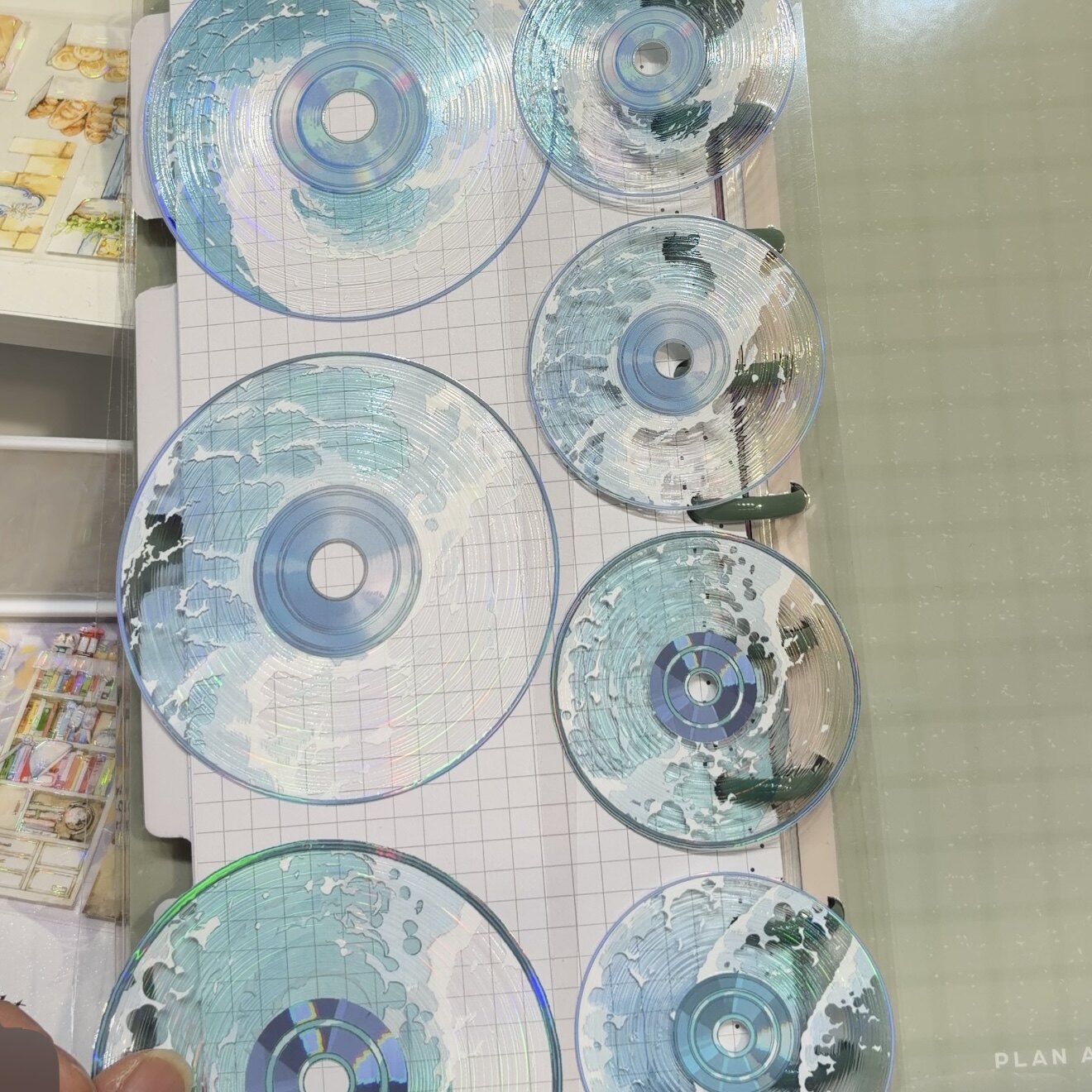 Wines原创分装浪花CD透明炫彩海洋系列手账胶带流麻咕卡吧唧托