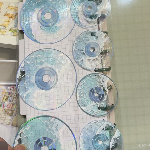 Wines原创分装浪花CD透明炫彩海洋系列手账胶带流麻咕卡吧唧托