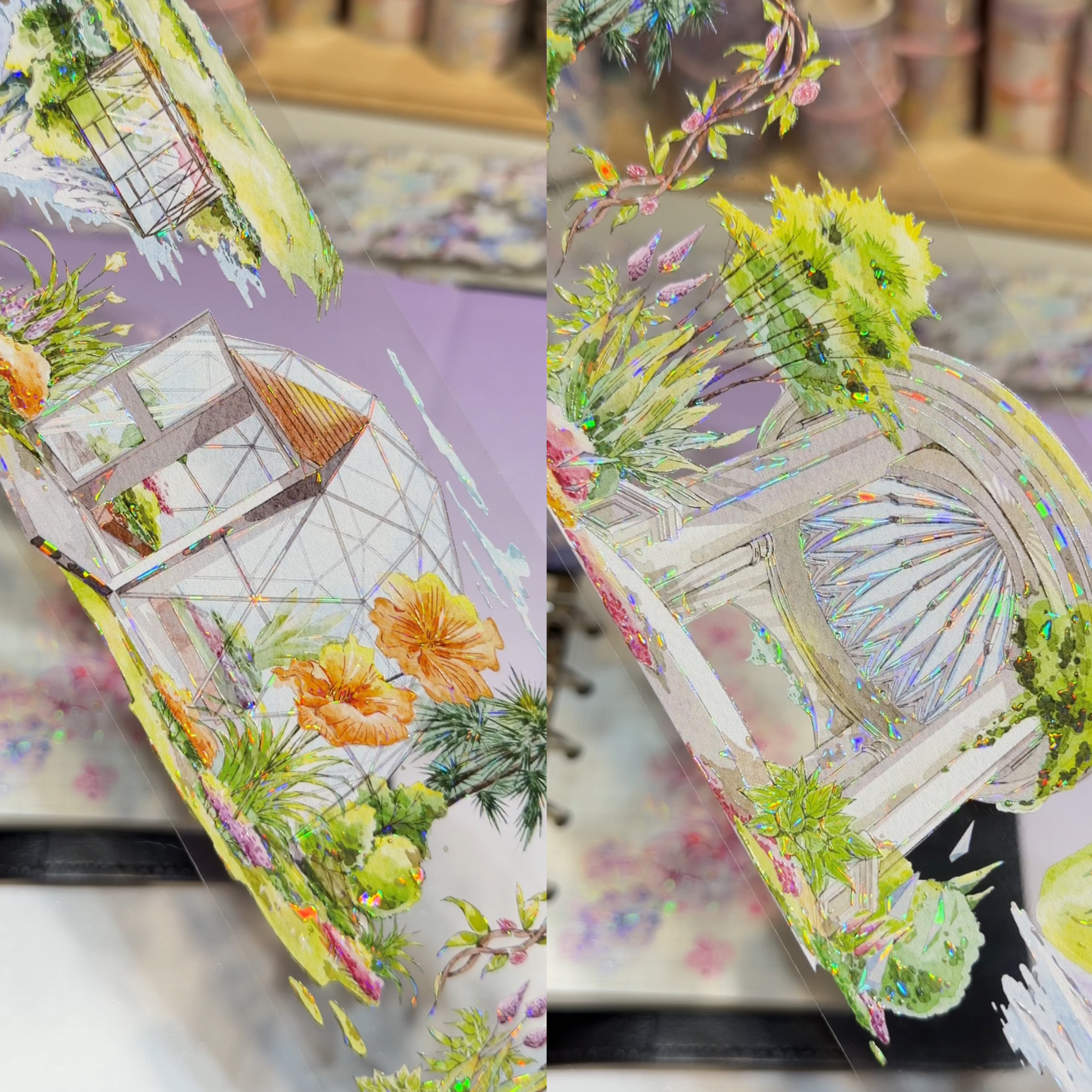魔法堂分装手账胶带暖房背景造景花朵流麻大房子背景