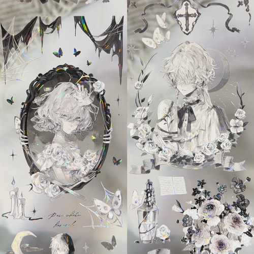 巫女分装手账胶带沉眠幽堡沉眠黑系人物城堡系列流麻咕卡背卡