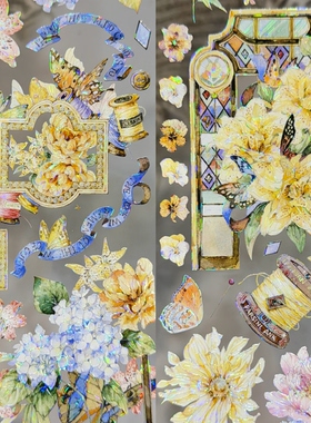 叉叉斯丢丢分装手账胶带布雷布雷枫丹白露花朵小物流麻咕卡背卡