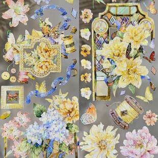 叉叉斯丢丢分装手账胶带布雷布雷枫丹白露花朵小物流麻咕卡背卡