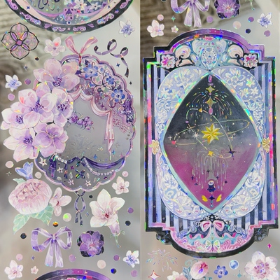 BTY分装手账胶带花弄影半透系列花窗背景流麻咕卡素材