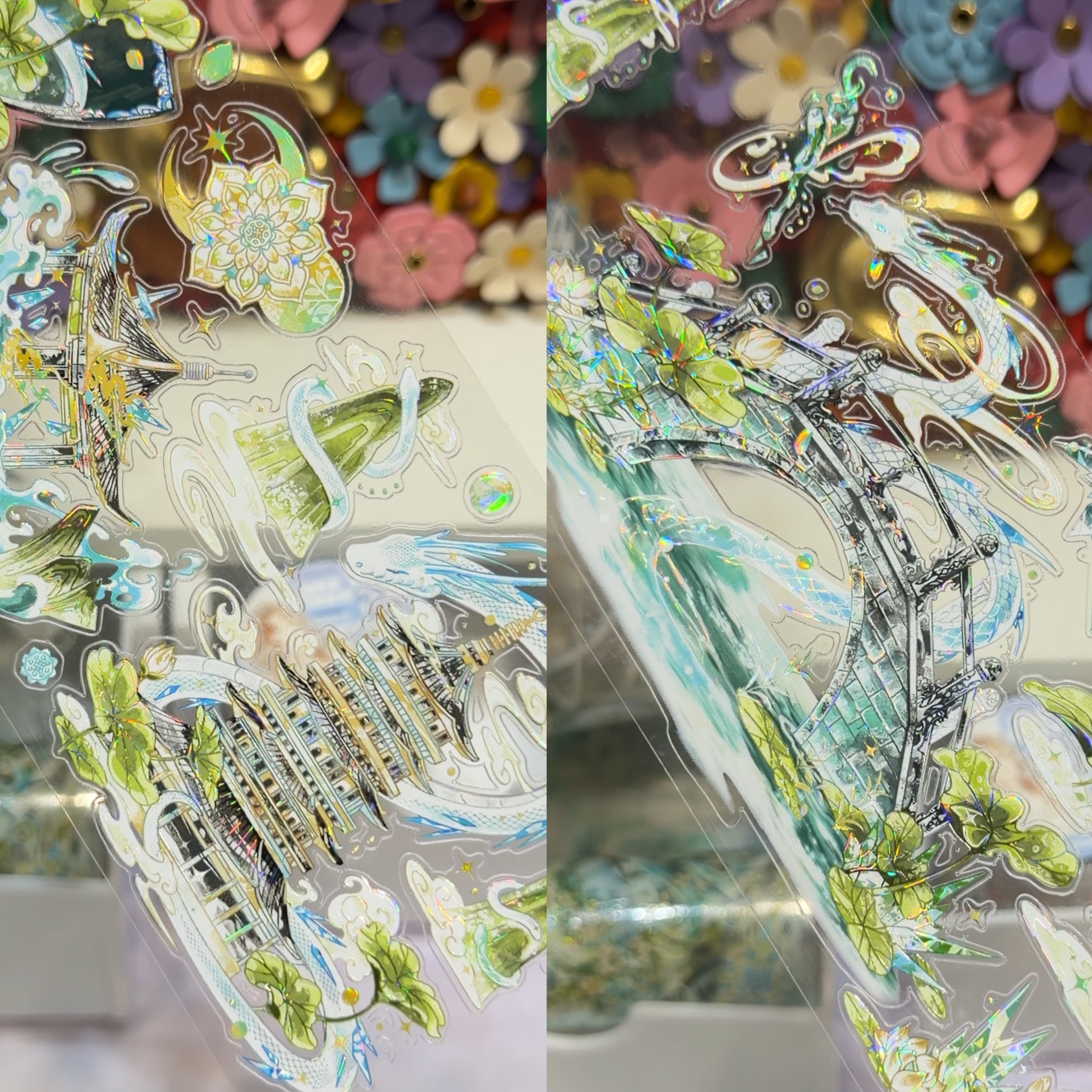 巫女分装手账胶带模切国风志白蛇梁祝山海经贝壳光流麻咕卡背卡