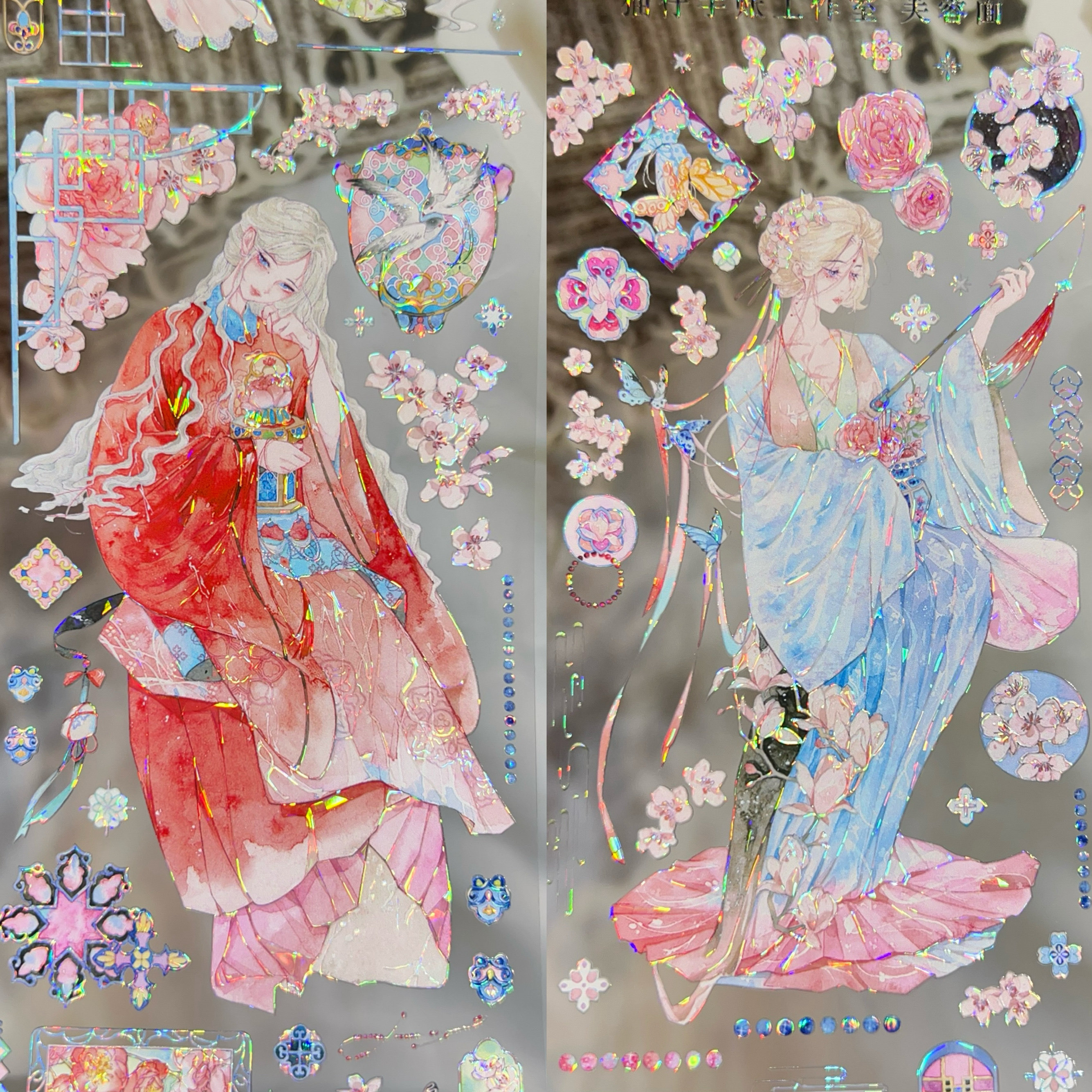 分装手帐胶带异色芙蓉面人物咕卡特材胶带贝壳光可爱女孩古风粉