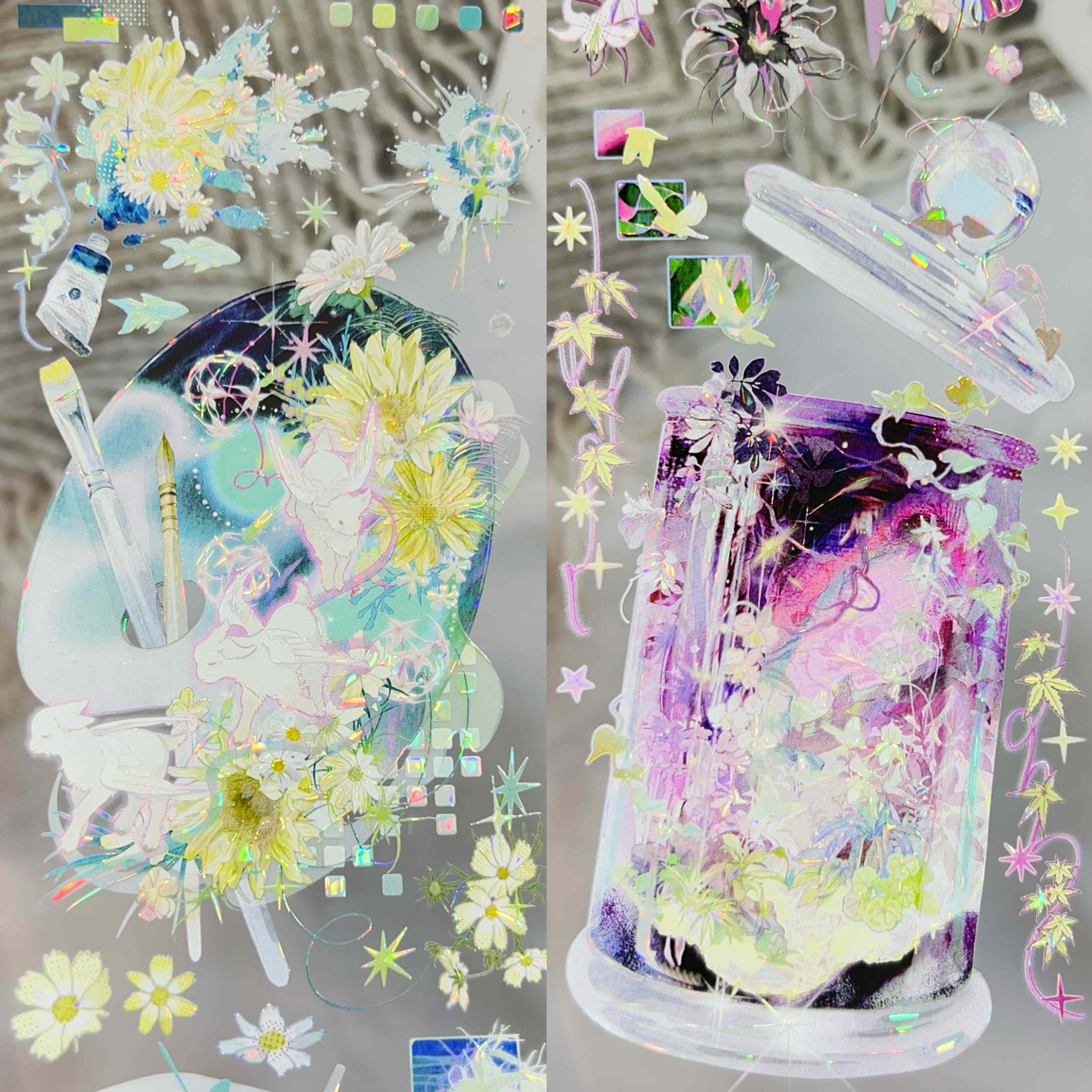 StudioVI分装手账胶带梦马生花大背景梦幻系列香水瓶流麻咕卡素材