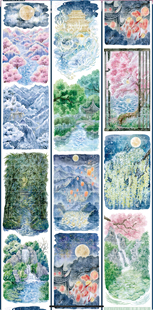 Dailylife分装手账胶带人间好时节忆江南夜静春山空远烟碧大背景