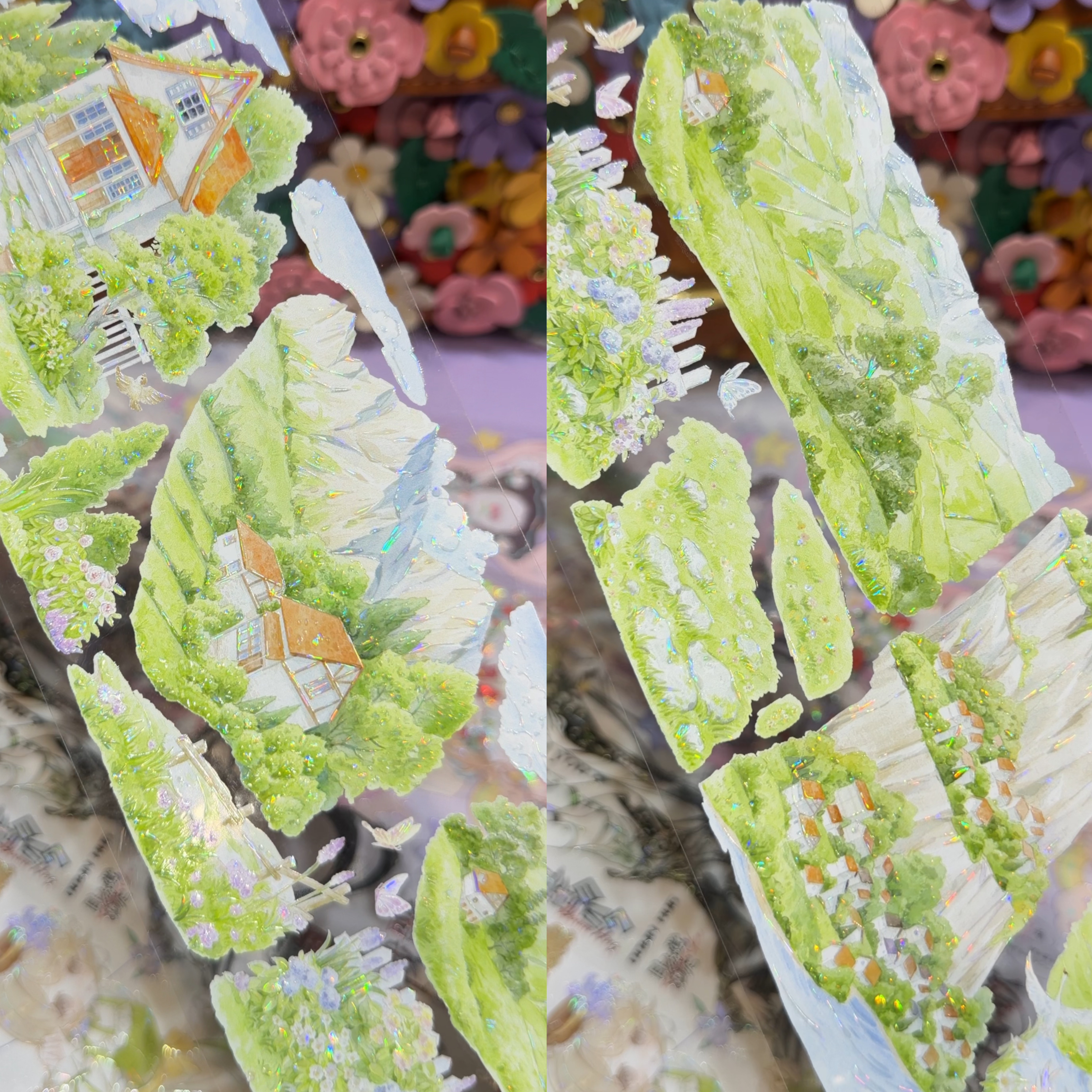 双S联名分装手账胶带纯净之地青青草地绿色背景草地流麻咕卡