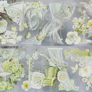 花柒所分装手账胶带晚落花语清韵花间郁晚凝花朵流麻咕卡手账