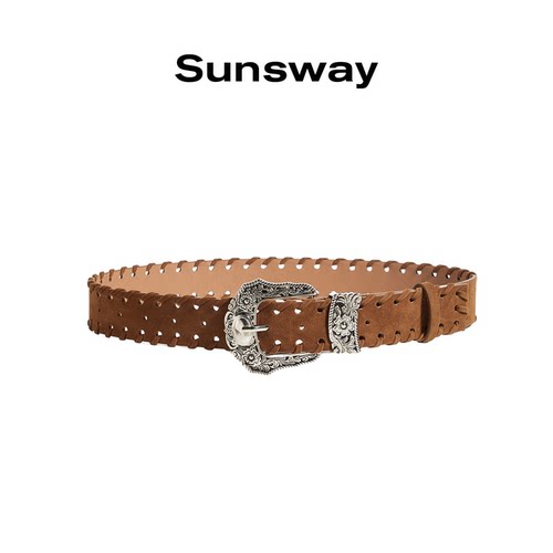SUNSWAY原创美式复古棕色腰带