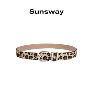 SUNSWAY美式 百搭小众金属ins复古辣妹腰带 街头豹纹皮带男女时尚