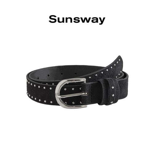 SUNSWAY丝绒铆钉小众设计腰带