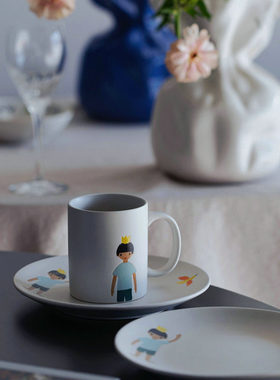 原创手绘杯马克杯咖啡杯早餐盘碟粉色杯公主杯清新文艺礼物