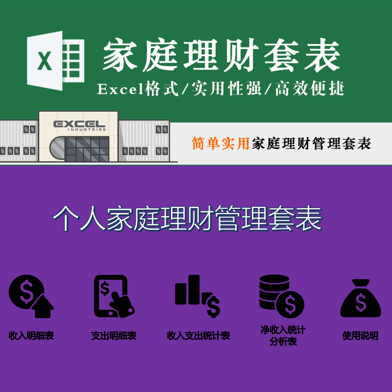 家庭理财管理套表收入支出明细记录月统计分析目标收入excel模板