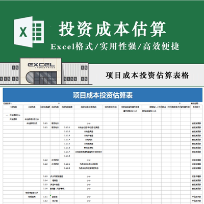 项目成本投资估算表格 建筑工程项目开发成本费用预算表模板