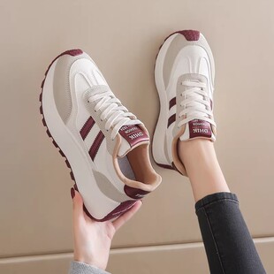 女鞋2026春季新款真皮轻便阿甘运动鞋女显脚小复古增高厚底老爹鞋