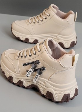 35-44码早秋大码运动小白鞋女爆款5.5CM增高配裙防滑耐磨老爹鞋子