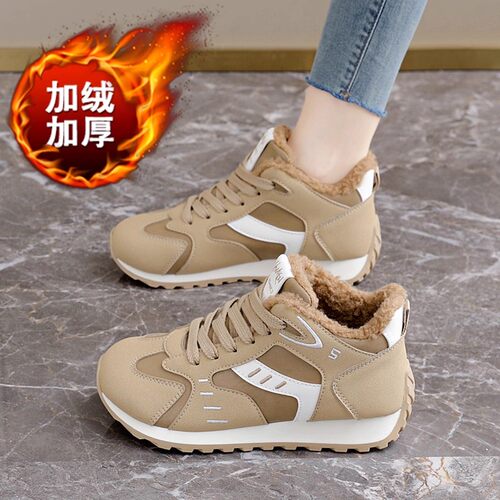 加绒运动鞋女2025新款爆款百搭女士休闲鞋轻便不累脚冬季保暖棉鞋