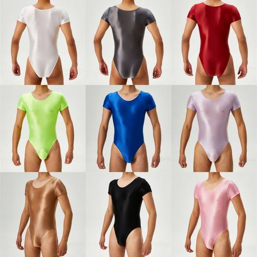光泽油亮连体半袖练功服连体服瑜伽服三角连体衣跑步连体情趣衣