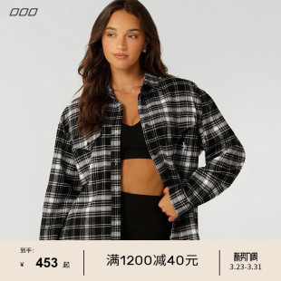 格纹FLANNEL瑜伽健身跑步女LJ 外套衬衫 LornaJane运动上衣罩衫 长袖
