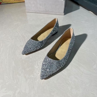 欧洲站24年明星同款新款时尚女单鞋 格利特亮片潮鞋街拍走秀凉鞋