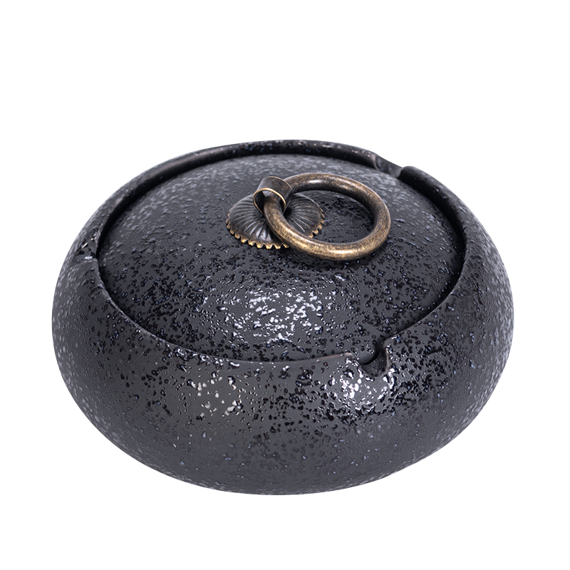 创意个性家用客厅新中式陶瓷窑变烟灰缸办公室茶台茶桌摆件防灰飞