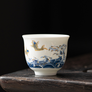 羊脂玉高档主人杯陶瓷品茗杯功夫茶杯德化白瓷喝茶杯子陶瓷杯茶具