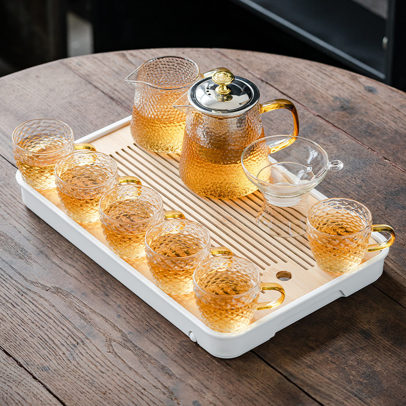透明玻璃茶具套装家用功夫茶杯茶台简约客M厅办公室泡茶茶壶小茶