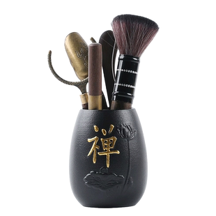 单个茶筒笔筒泡茶工具收纳罐泡茶道瓶桌面小花瓶茶道六君子收纳筒