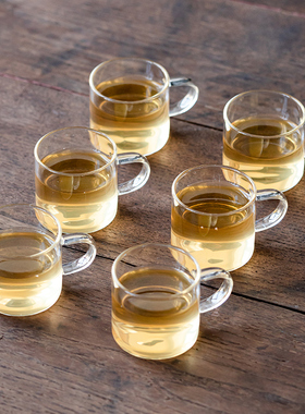 家用加厚耐热透明玻璃品茗杯小茶杯带把杯功夫茶具主人杯耳杯茶碗
