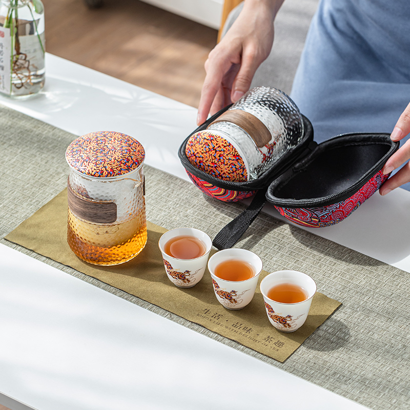 星鹿一壶三杯陶瓷旅行茶具套装