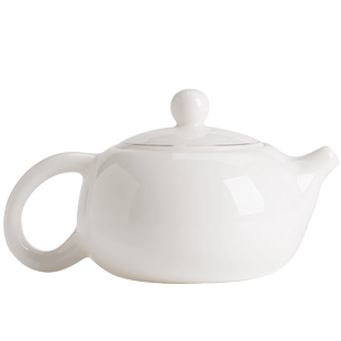 羊脂玉白瓷实木侧把壶防烫小茶壶带过滤单壶泡茶壶冲茶器德化白瓷