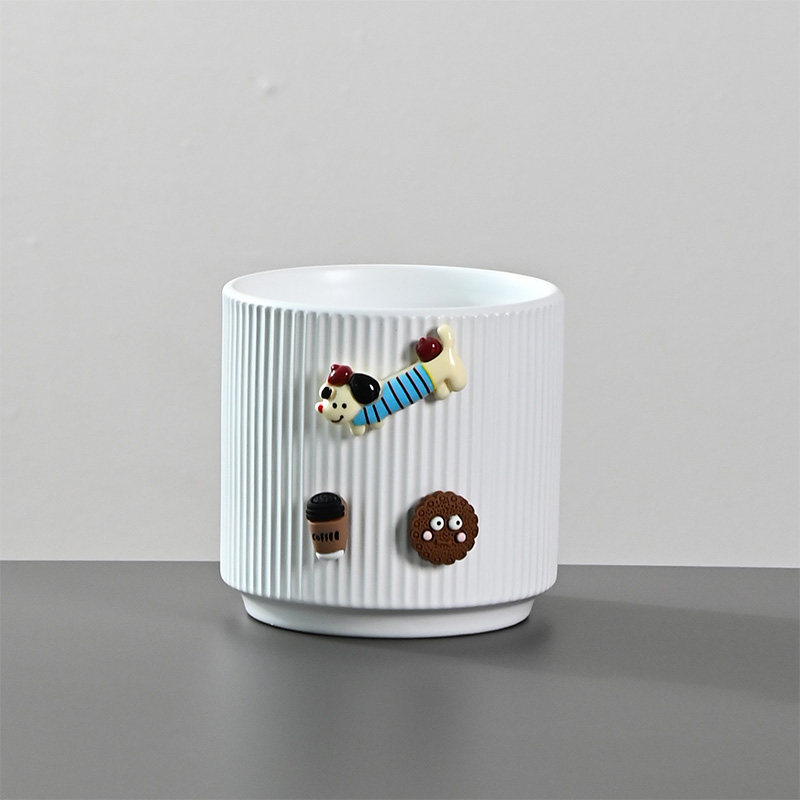 奶白竖纹萌趣花盆小狗咖啡曲奇装饰治愈系ins风桌面绿植多肉盆,鲜花速递/花卉仿真/绿植园艺,花盆,淘宝优惠券,粉丝福利购,淘宝优惠卷