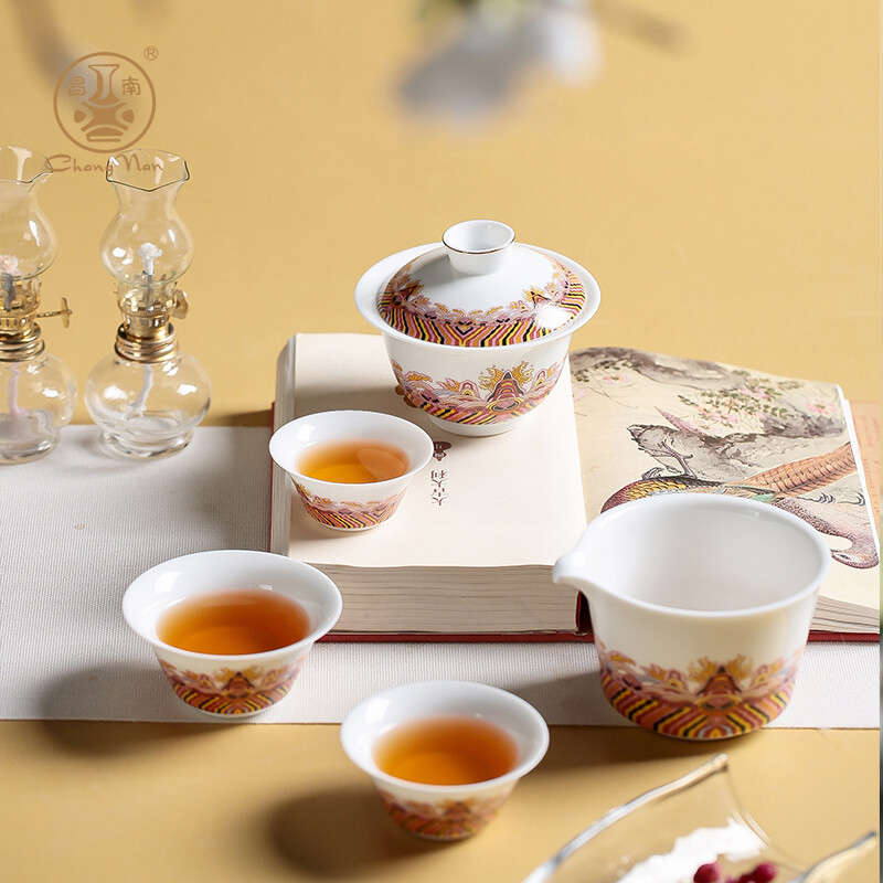 昌南旅行茶具套装景德镇陶瓷高端旅游一壶三杯随身便携式泡茶盖碗