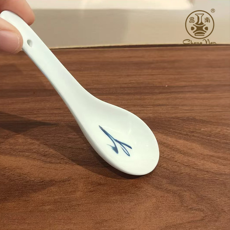 景德镇食品级高温釉下彩小号勺子青花瓷喝汤小勺家用陶瓷汤匙调羹,餐饮具,调羹/饭勺,淘宝优惠券,粉丝福利购,淘宝优惠卷