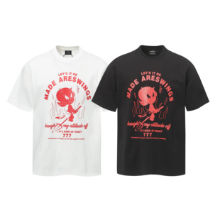 复古小恶魔字母宽松圆领情侣T恤衫 男女美式 潮牌印花短袖 美式