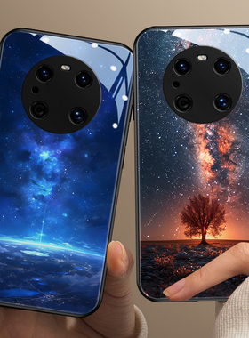 星河星空适用华为mate80pro手机壳新款pura70pro潮牌nova15玻璃p40高级70小众荣耀x70风景500个性magic8畅享+
