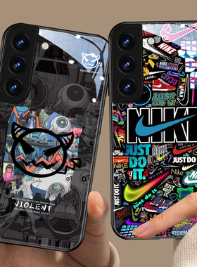 适用三星s26ultra手机壳s22潮牌21高级感note20ultra玻璃A51个性涂鸦s20潮流note10小众23创意s24全包A52创意