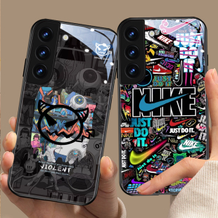 适用三星s26ultra手机壳s22潮牌21高级感note20ultra玻璃A51个性 涂鸦s20潮流note10小众23创意s24全包A52创意