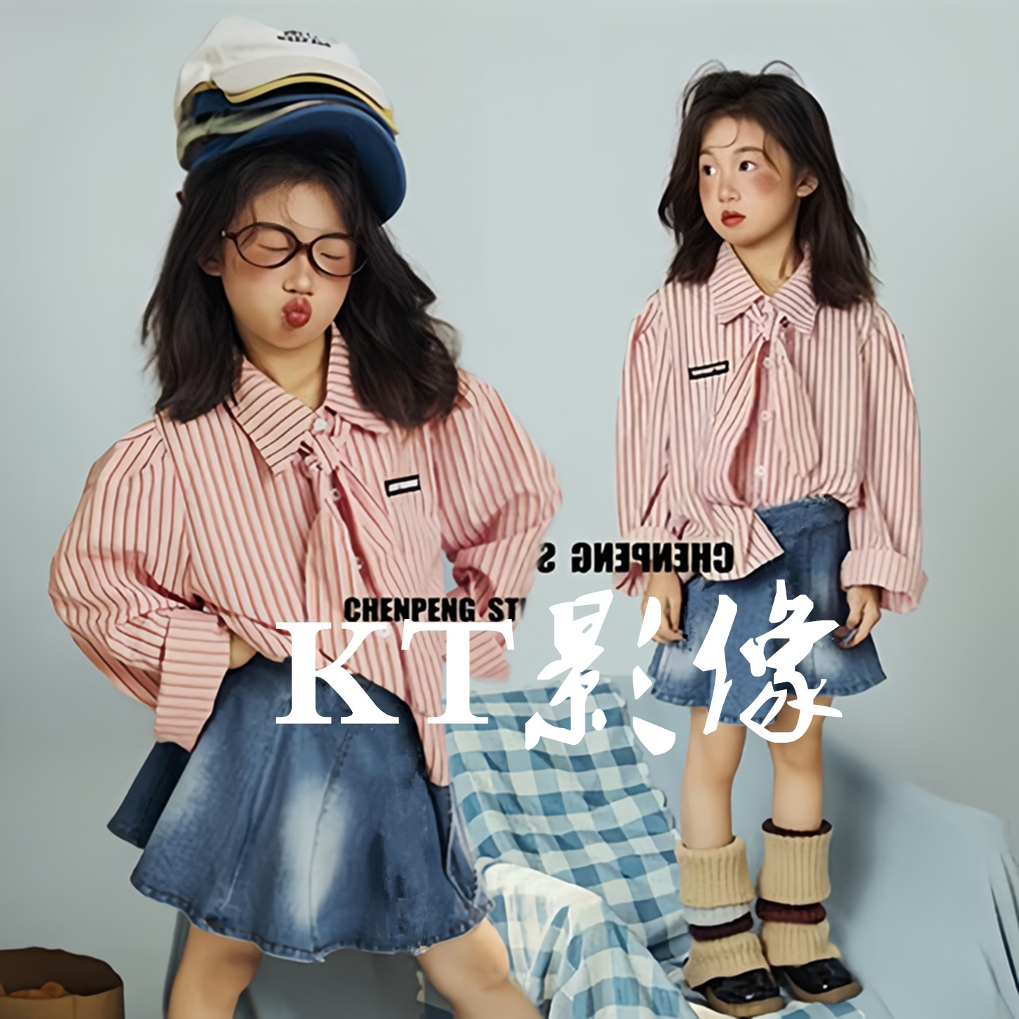 女童复古摄影主题写真演出潮服装