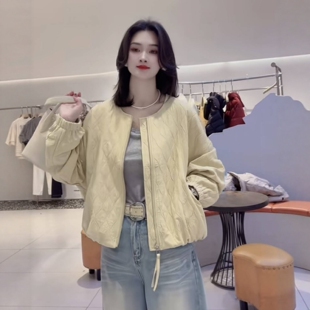 减龄上衣 设计感时尚 今年流行超好看圆领棒球服短外套女装 2026春季