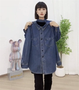 宽松设计感叠穿上衣休闲加厚衬衣外套 新款 加绒牛仔衬衫 女2025春装