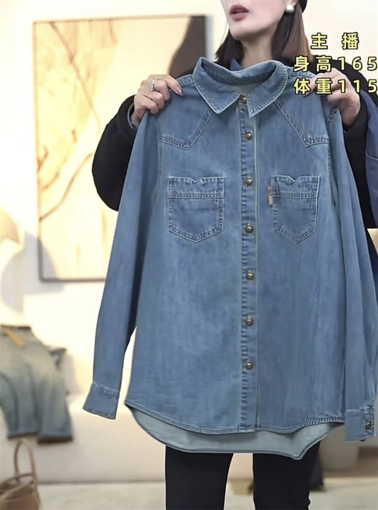 韩版时尚牛仔衬衫外套宽松上衣
