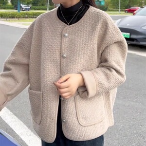 欧货羊羔毛皮毛一体短款外套女2024秋新款宽松时尚小香风毛毛上衣