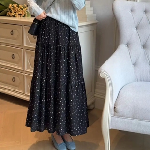 大摆裙 高腰显瘦中长款 小个子高级感爆款 碎花半身裙女2025初秋新款