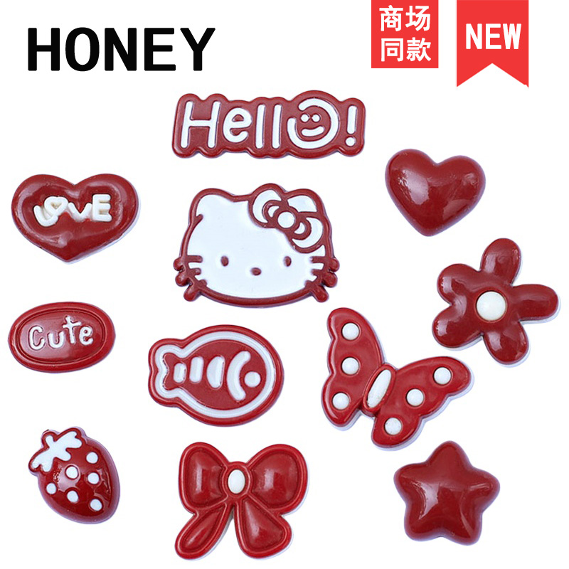 简约适配diy洞洞鞋可拆卸鞋扣鞋花红色蝴蝶kk配件卡扣Cross/Crocs