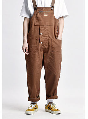 特价清仓 舒适好搭 P44宽松多口袋工具背带裤男女工装吊带连体裤